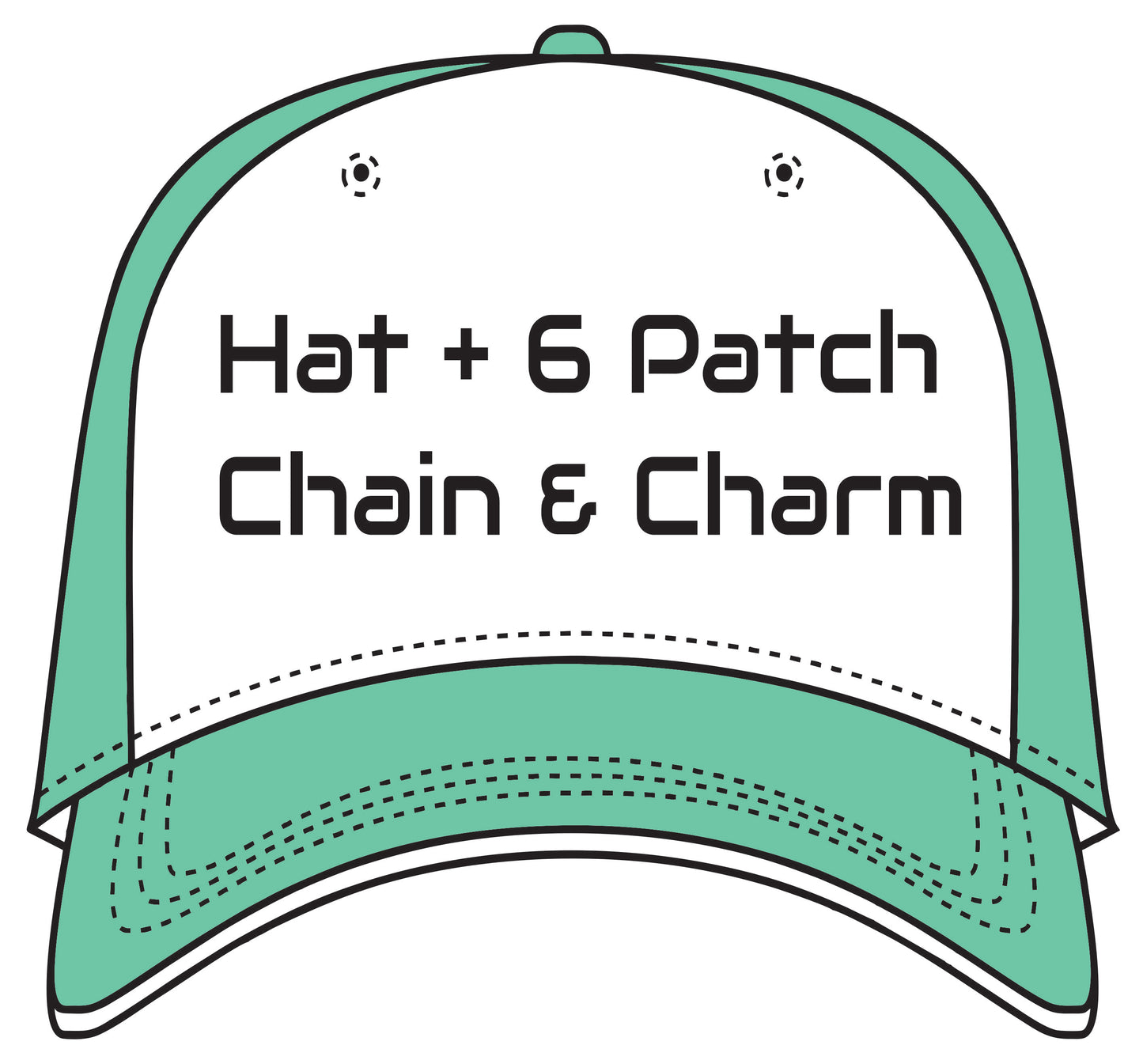 Hat 6 Patches Chain Charm