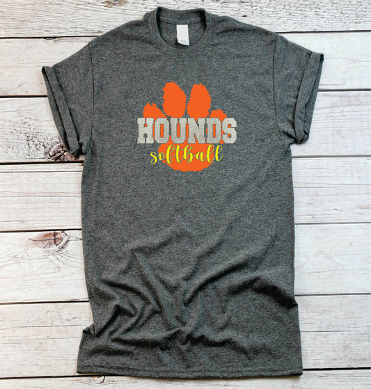 Hounds Softball Paw Tshirt