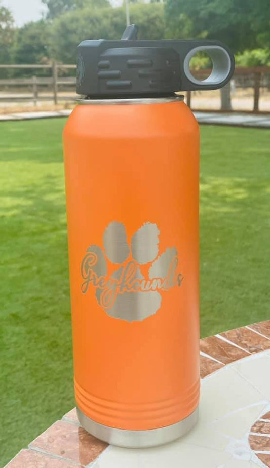Greyhounds Paw 32oz Water Bottle Orange